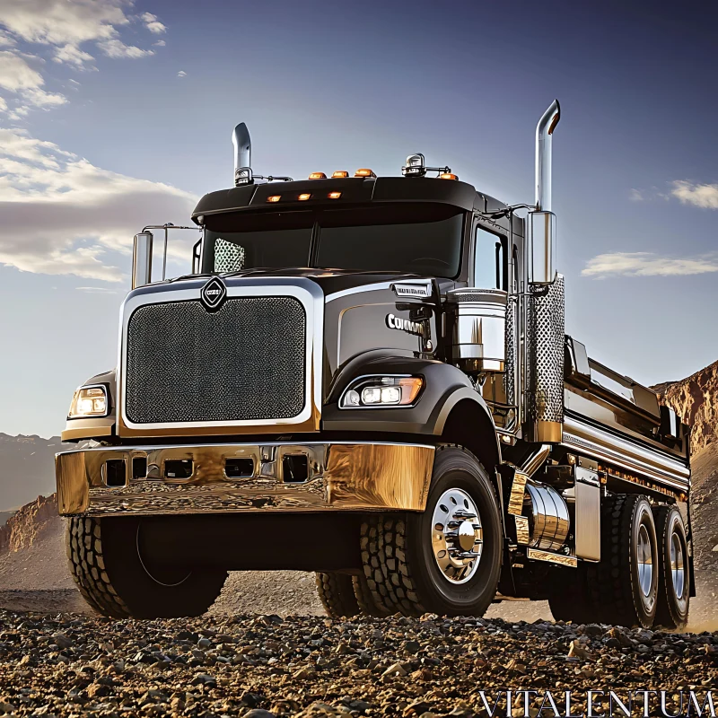 Rugged Truck on Rocky Desert Terrain AI Image