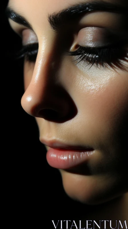 Close-Up Portrait of a Woman with Distinctive Noses and Realistic Lighting AI Image