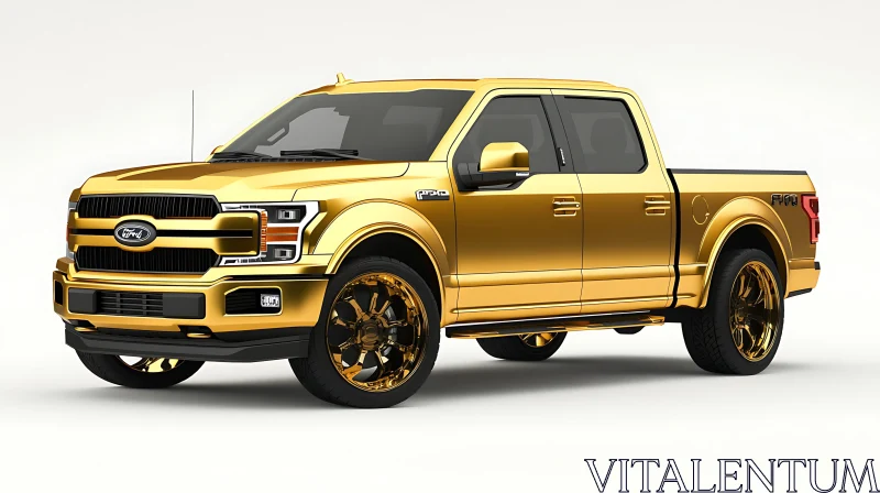 Golden Ford Truck Display AI Image