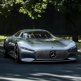 Futuristic Silver Luxury Sports Car