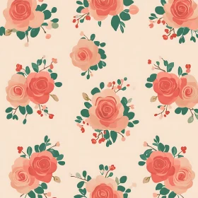 Coral and Peach Roses Pattern