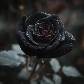 Mystical Black Rose with Dew