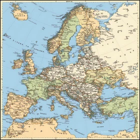 Detailed Europe Vintage Map