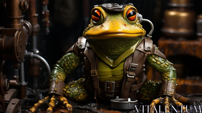 Steampunk Frog Figurine Close-up - An Adventurecore Aesthetic AI Image
