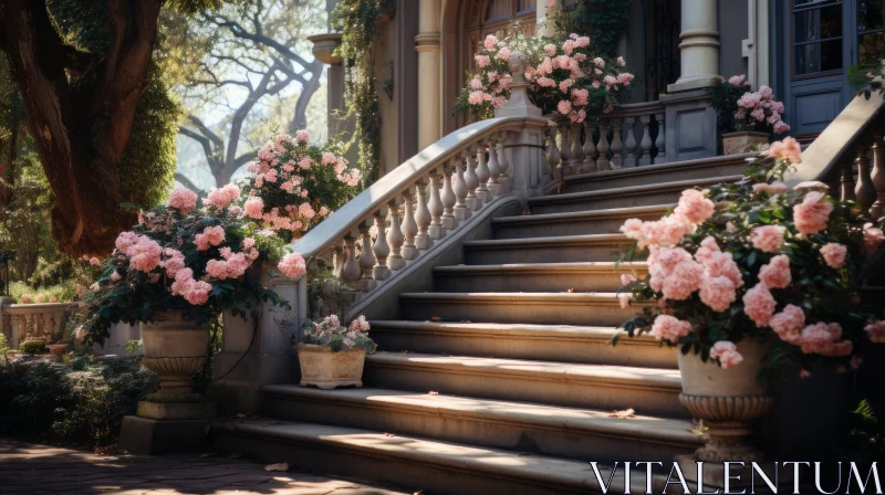 Timelessly Elegant House with Pink Roses - Unreal Engine 5 Rendering AI Image