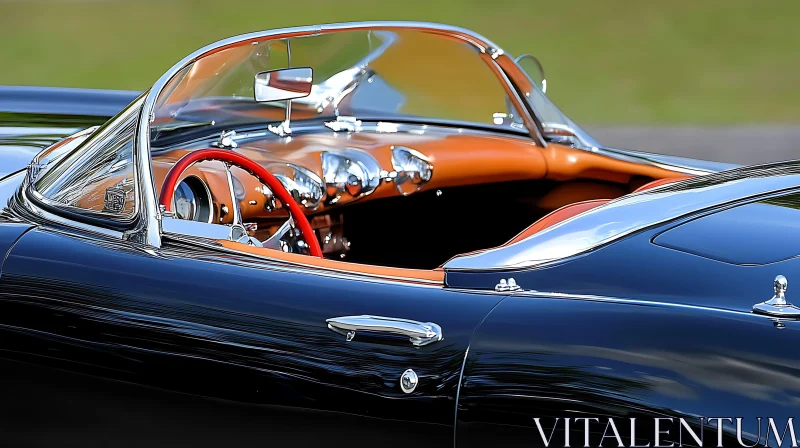 AI ART Vintage Convertible with Red Steering Wheel