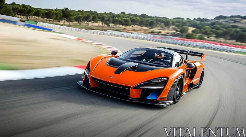 Orange Supercar in Action on Racing Circuit AI Image