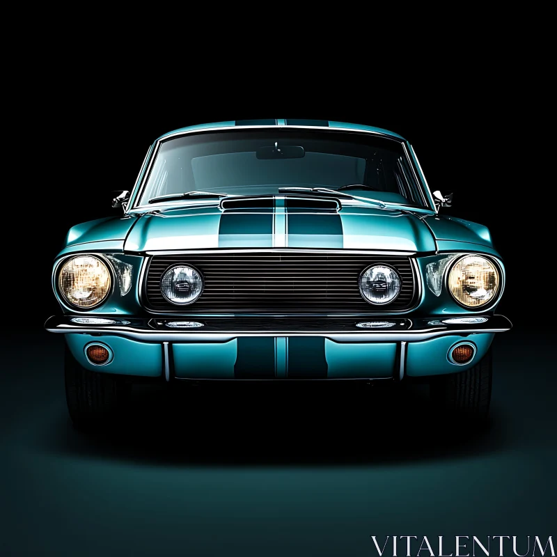 AI ART Vintage Car in Teal with Dual Headlights