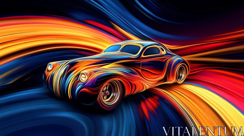 Fluorescent Fluid Car Design AI Image