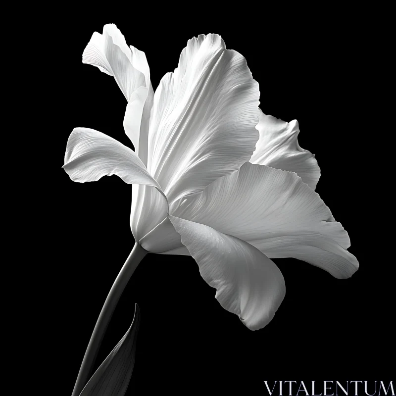 Elegant Monochrome Tulip AI Image