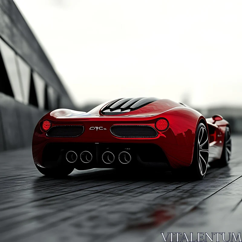 Top View of Modern Red Supercar | Luxury Sports Car AI Image