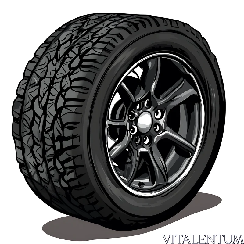 Detailed Automotive Tire and Rim Illustration AI Image