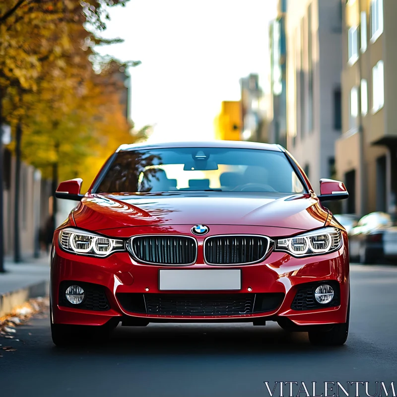 AI ART Luxury Red Automobile in the City