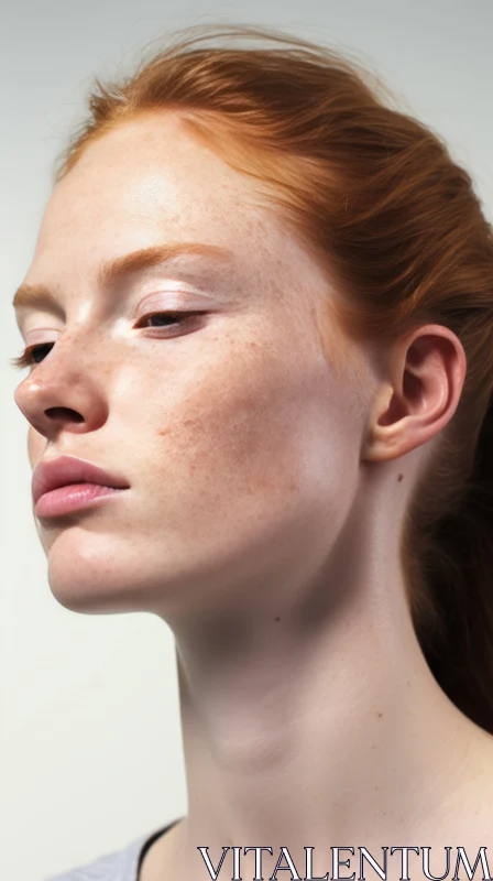 Captivating Image of a Freckled Woman in a Subtle Shading Style AI Image