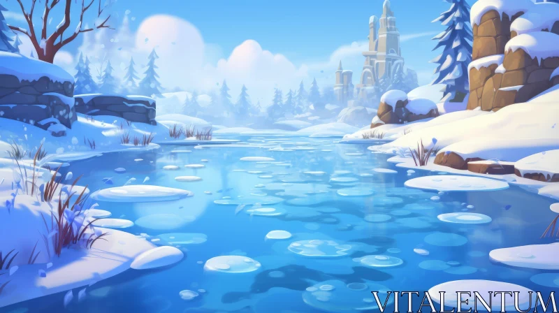 Winter Wonderland: A Fusion of Cartoon Realism and Fairytale Charm AI Image