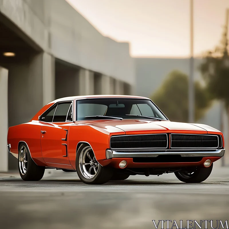 Classic Red Muscle Car
