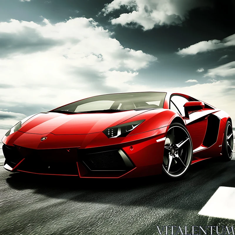 Luxury Red Sports Car on the Open Road Luxury Red Sports Car on the Open Road