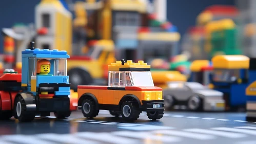 Miniature Cityscape with Block Cars