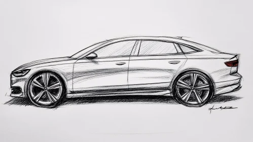 Automotive Pencil Drawing: Sleek Car Design