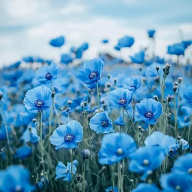 Dreamlike Blue Poppy Blossoms