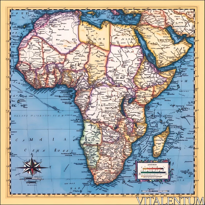 Vintage African Continent Map