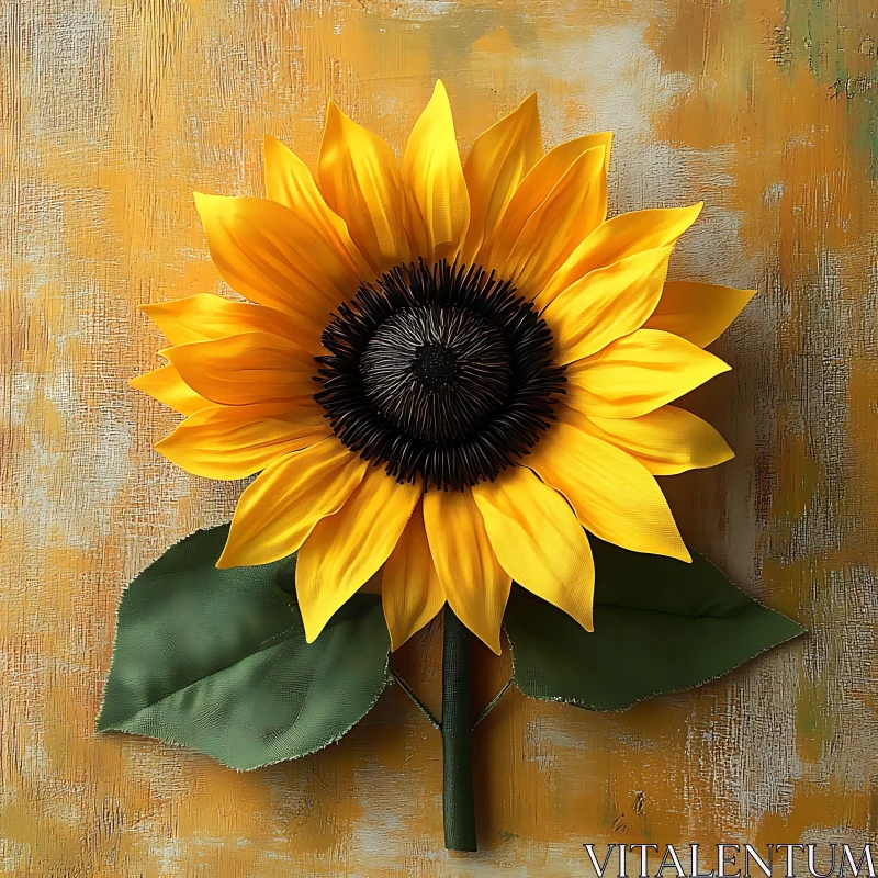 Stunning Yellow Sunflower with Green Leaves Stunning Yellow Sunflower with Green Leaves
