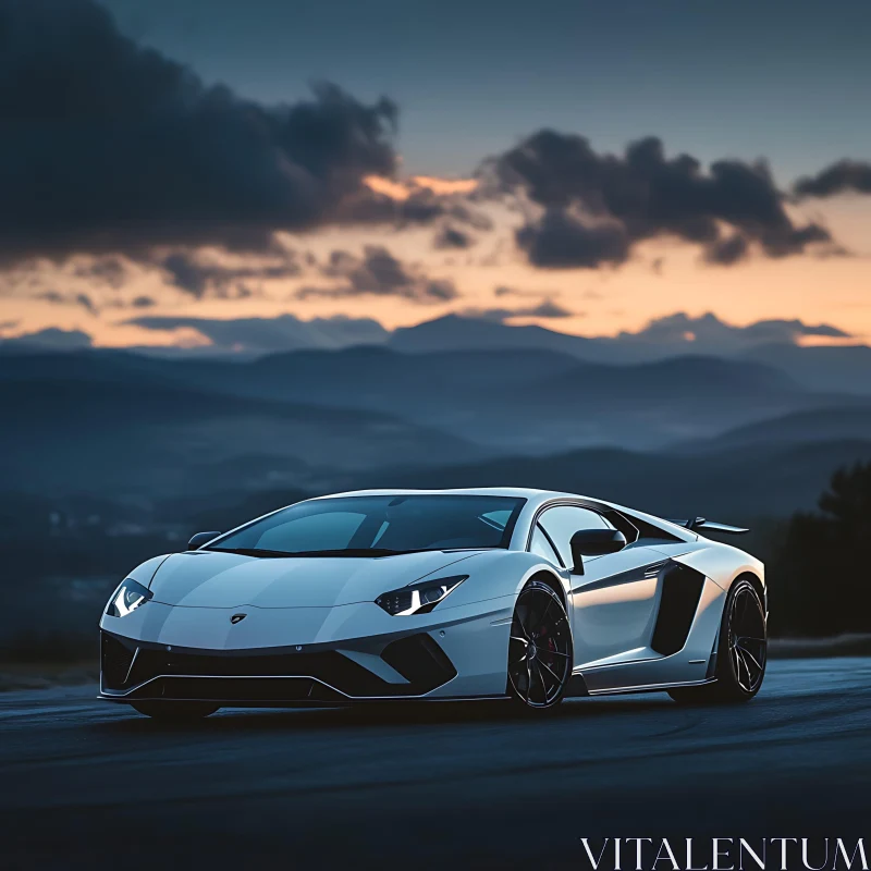 AI ART Luxury Sport Car during Sunset in Mountainous Region