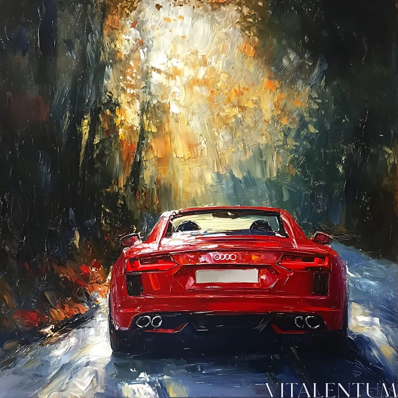 Autumn Drive with Red Convertible