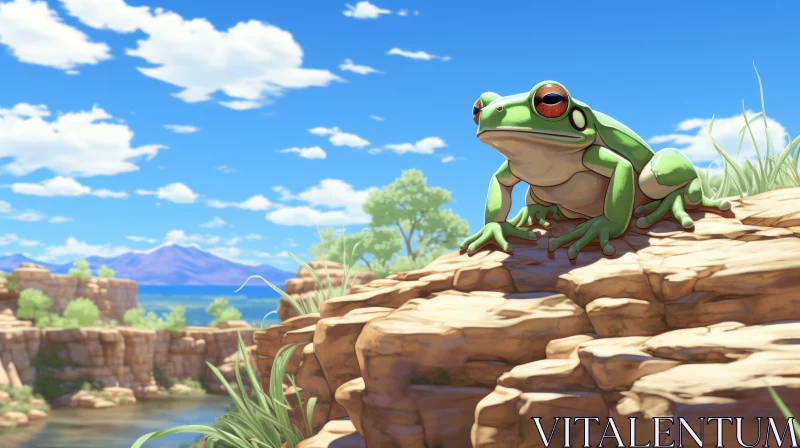 Animated Frog by Riverside in Anime Style Art AI Image
