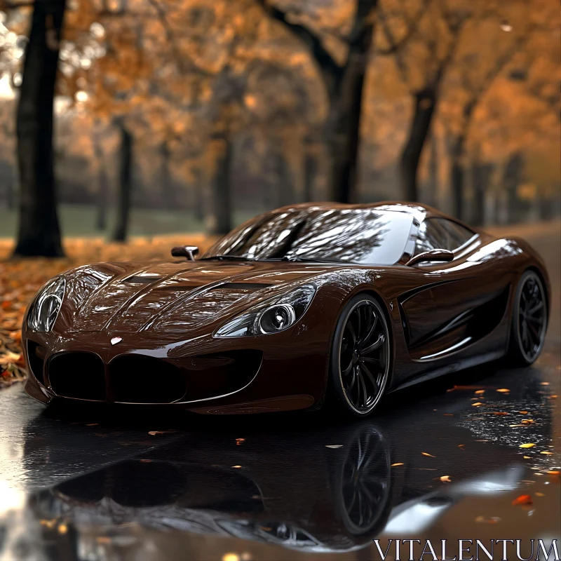 Elegant Sports Car in Autumn Setting Elegant Sports Car in Autumn Setting