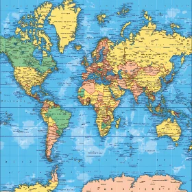 Global Political Map with Labeled Countries
