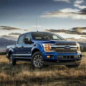 Ford Pickup Truck Against Mountainous Sunset