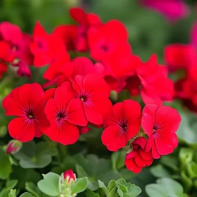 Vivid Red Blooms in a Garden Setting