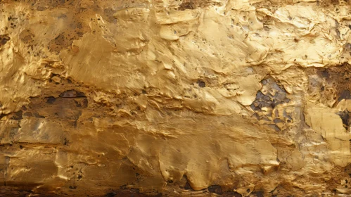Old Cracked Gold Painting with Heavy Impasto Texture