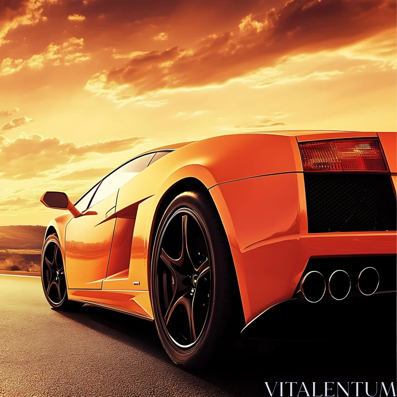 Luxury Supercar in Sunset AI Image