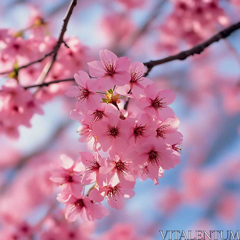 Springtime Pink Blossoms Close-Up AI Image