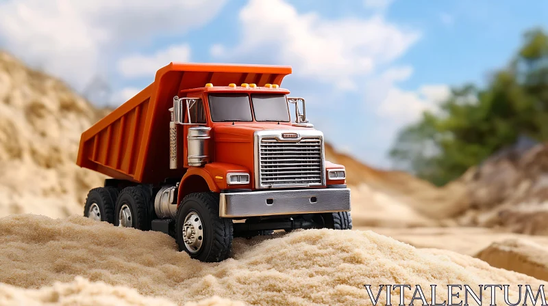 Robust Dump Truck Amidst Sandy Terrain AI Image