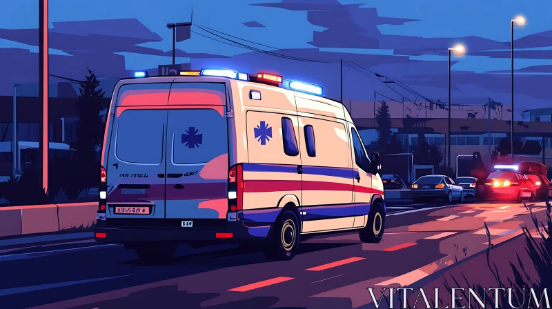 Emergency Vehicle in Dusk AI Image