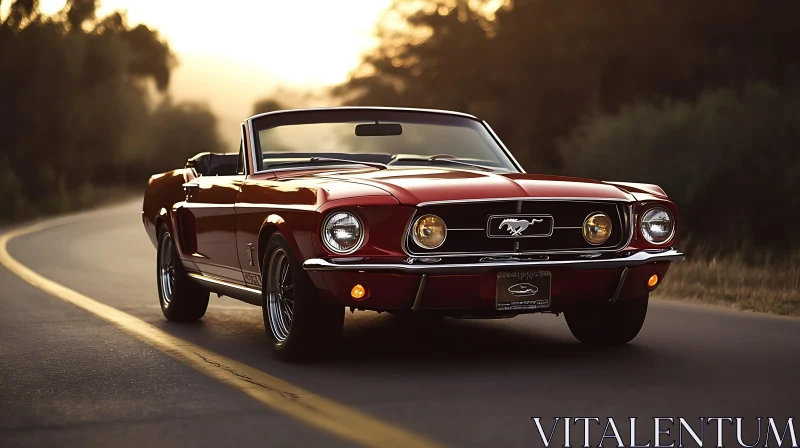 Classic Red Convertible at Sunset AI Image