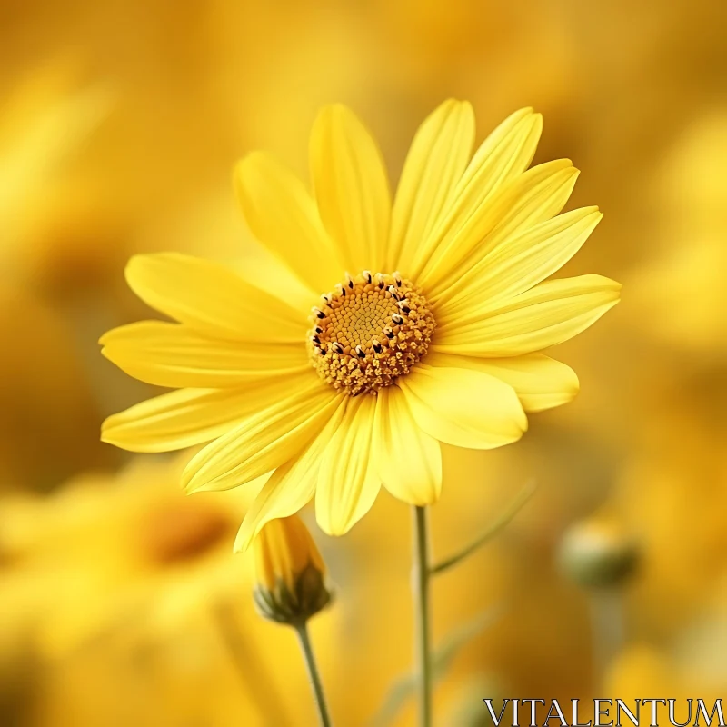 Yellow Flower Macro Photography AI Image