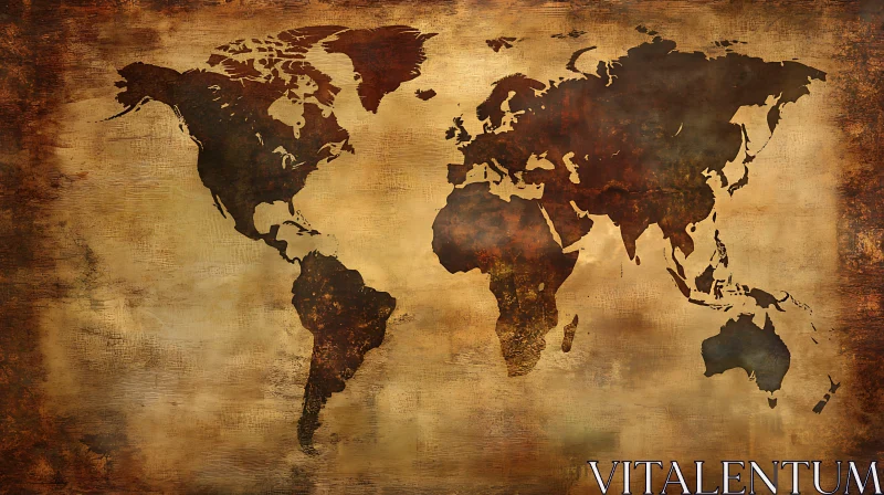 Vintage World Map Art AI Image