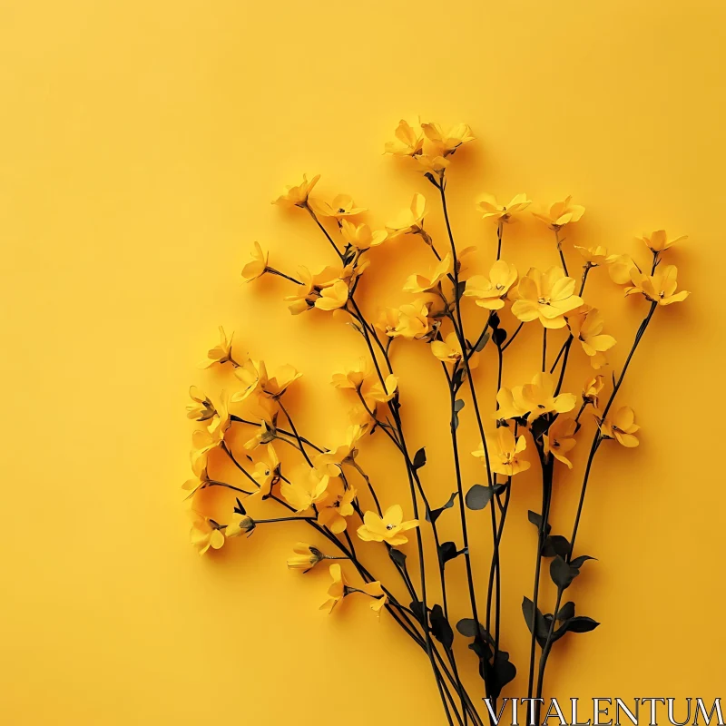 Yellow Flowers on Yellow Background AI Image