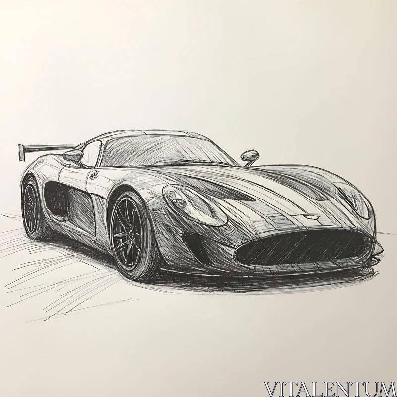 Black Ink Sports Car Drawing AI Image