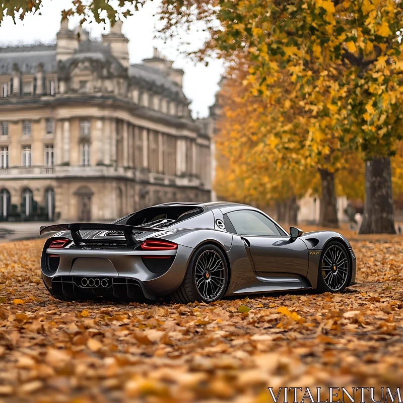 Luxury Sports Car in Autumn Setting AI Image