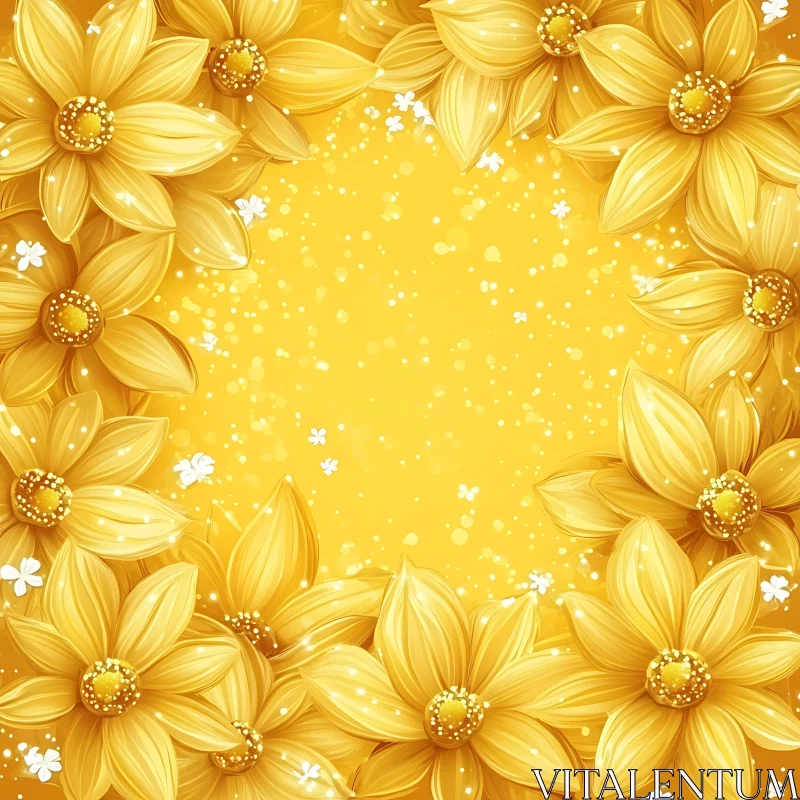 AI ART Yellow Floral Composition with Delicate White Accents