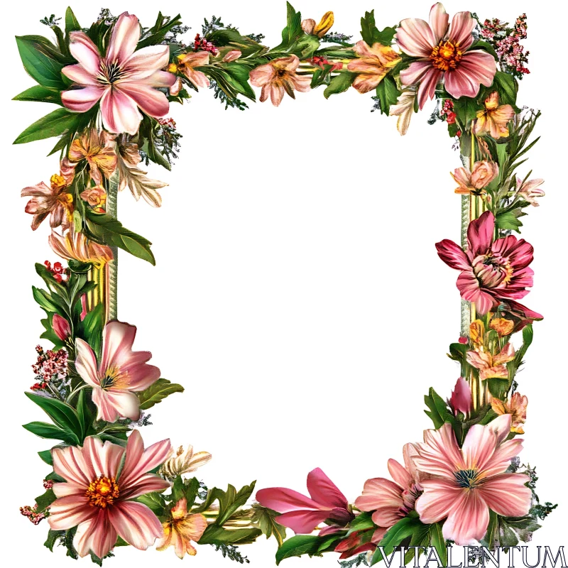 Botanical Floral Border Frame AI Image