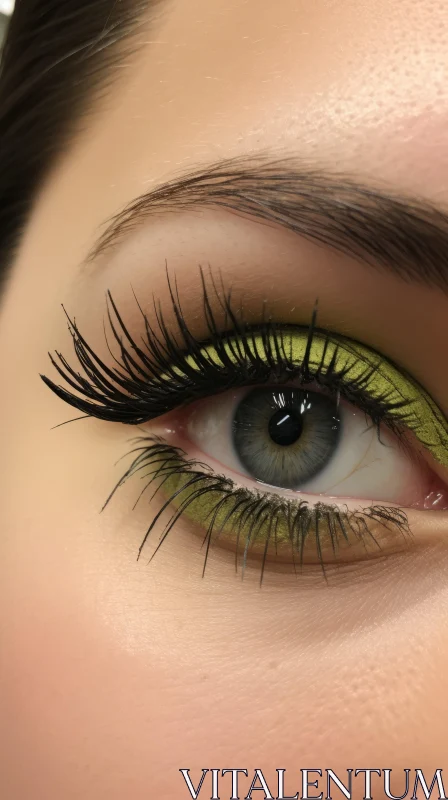 3D Eye Makeup: Bold Green and Black Color Combinations AI Image