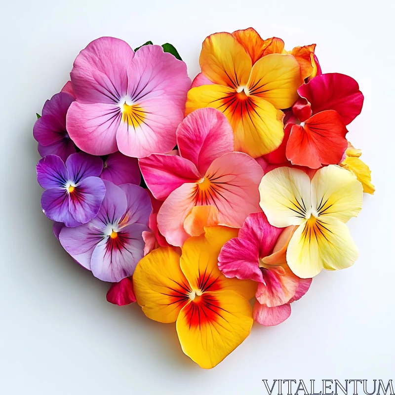 Colorful Pansy Heart Design AI Image