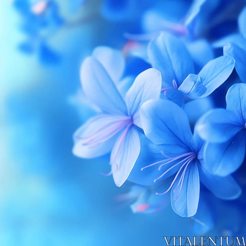 Blue Petals in Soft Light AI Image