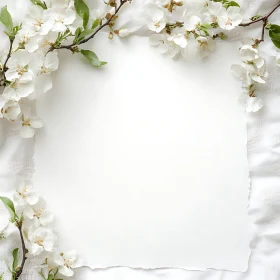 Delicate White Blossoms with Blank Textured Paper